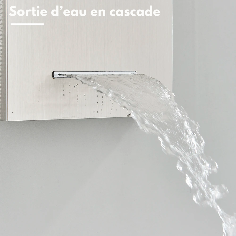 Colonne de Douche Hydromassante Or LED avec Jets de Massage – Panneau Cascade & Affichage Digital – Acier Inoxydable et Laiton pour Salle de Bain Moderne