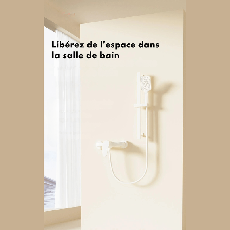 Colonne de douche Blanche Murale – Design Moderne avec Pommeau Pluie, Douchette Carrée et Robinet en Laiton Blanc pour Douche/Bain