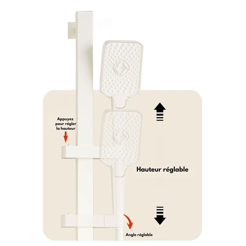 Colonne de douche Blanche Murale – Design Moderne avec Pommeau Pluie, Douchette Carrée et Robinet en Laiton Blanc pour Douche/Bain