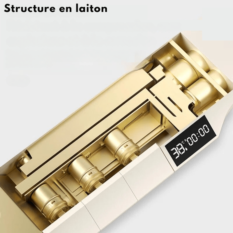 Colonne de Douche Thermostatique Blanche LED – Affichage Température, Jets Pressurisés & Système Douche Pluie avec Mélangeur Eau Chaude/Froide et Robinet thermostatique en Laiton