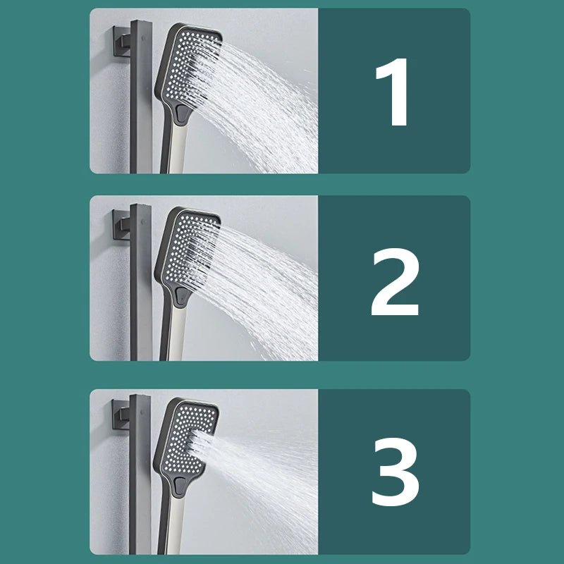 Colonne de Douche Thermostatique Grise LED – Affichage Température Sans Batterie, Hauteur Ajustable & Système de Douche Pluie Pressurisé