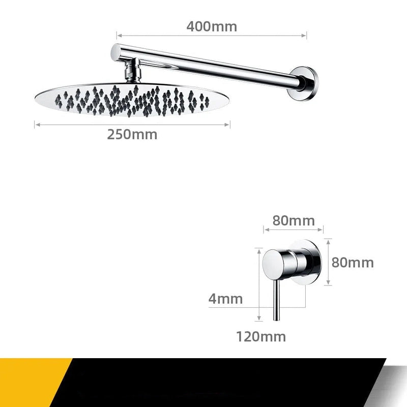 Colonne de Douche Encastrable Noire Minimaliste – Monocommande Ergonomique & Cartouche Sedal 40MM avec Ciel De Douche 20/25/30cm et Mélangeur