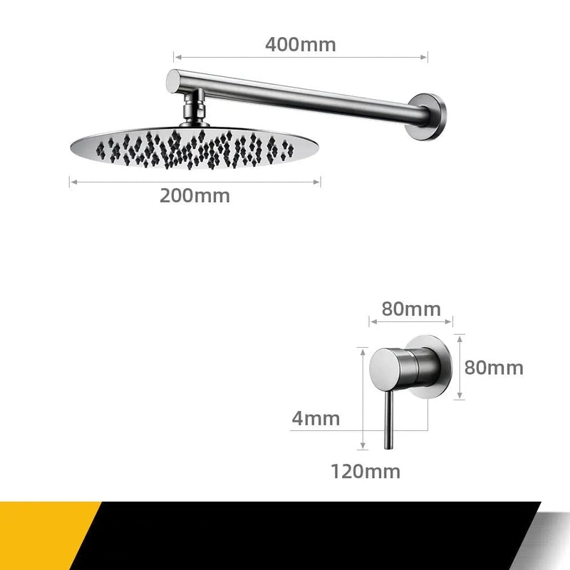 Colonne de Douche Encastrable Noire Minimaliste – Monocommande Ergonomique & Cartouche Sedal 40MM avec Ciel De Douche 20/25/30cm et Mélangeur