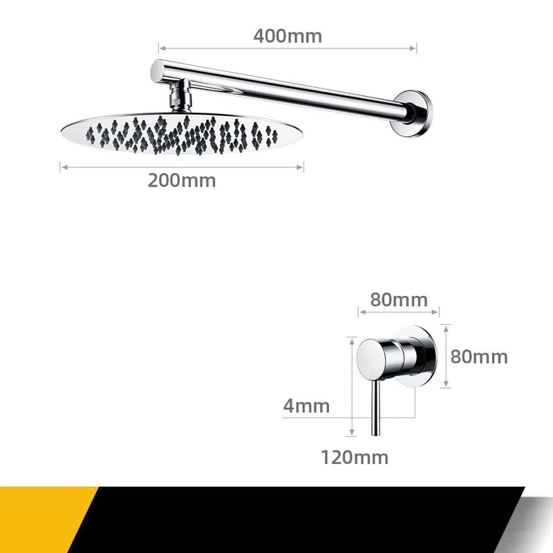 Colonne de Douche Encastrable Noire Minimaliste – Monocommande Ergonomique & Cartouche Sedal 40MM avec Ciel De Douche 20/25/30cm et Mélangeur